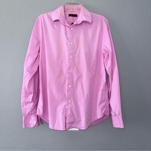 Structure Mens M Pink Stripe Slim Fit Button Shirt Dress Office 100% Cotton